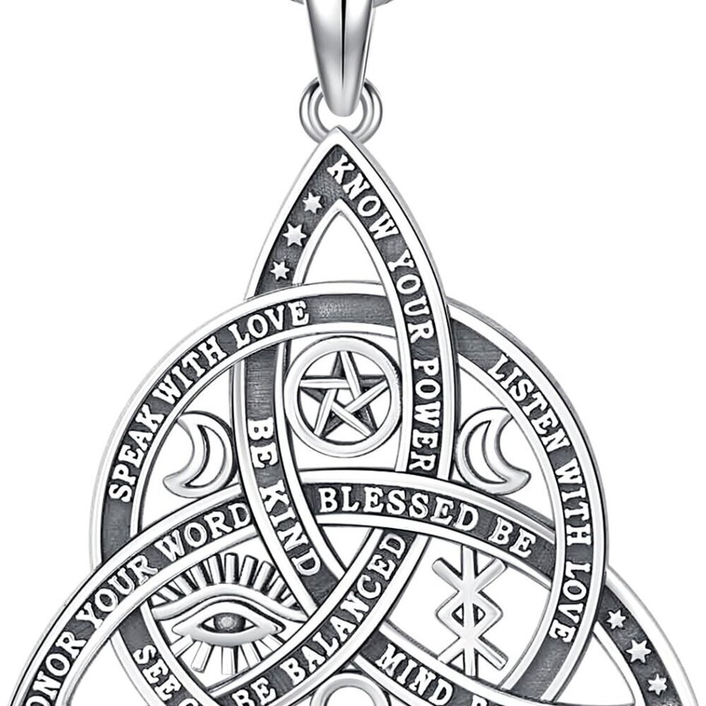 Celtic Knot Necklace Silver Men Women Wiccan Amulet Rune Talisman Gift